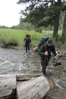 Yellowstone, hiking, backpacking, trekking, river ford